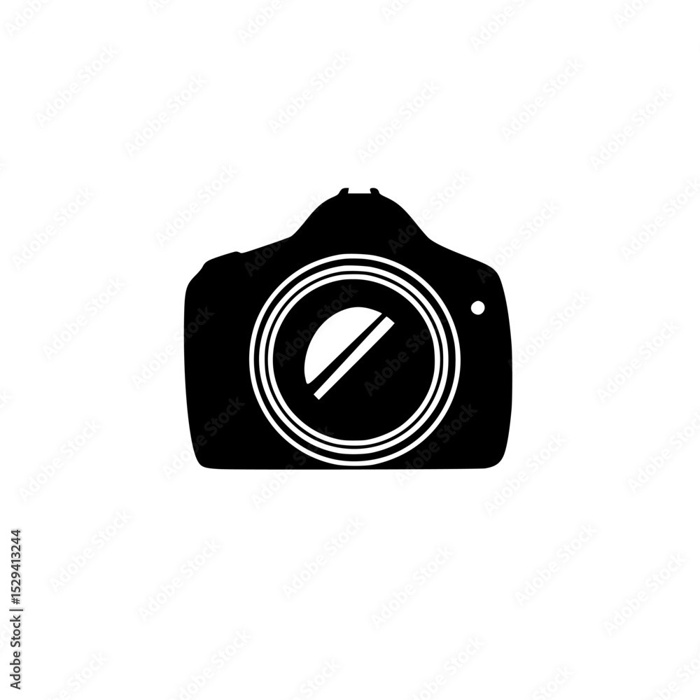 Poster black camera icon designed with simplistic features and minimalistic style for modern visual represe