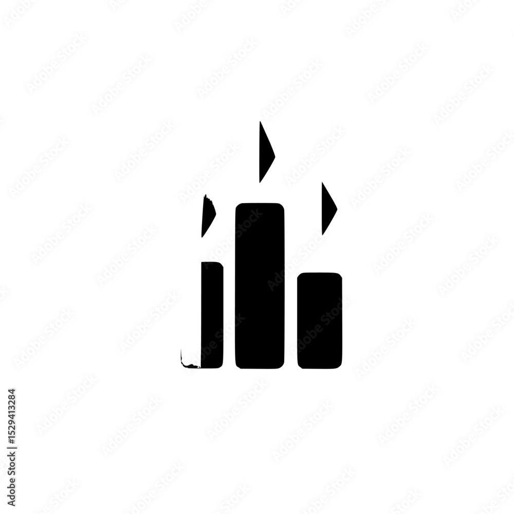 Poster black icon representing bar graph with upward trend in a simple and modern design suitable for vario