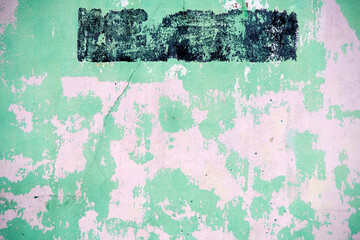 Textured Abstract Background with Green and Pink Weathered Paint