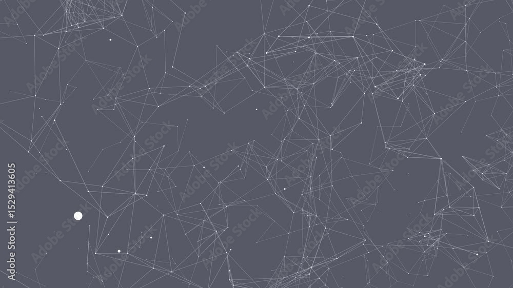 Poster abstract network of lines and dots on a dark gray background illustrating connection and data