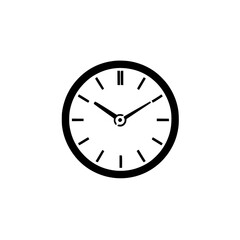 Icon of a black clock showing the time with clear hour and minute hands, symbolizing punctuality and time management