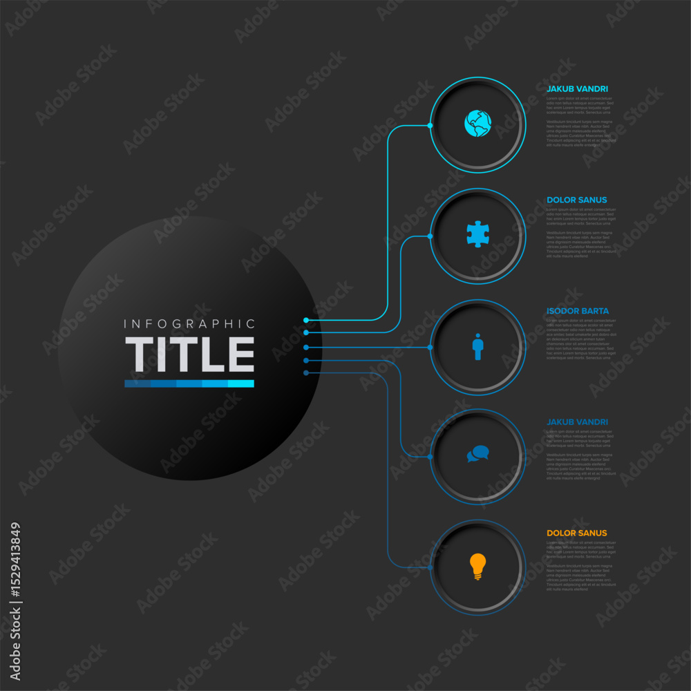 Poster this modern dark infographic template displays a sleek design for visualizing steps or options. use 