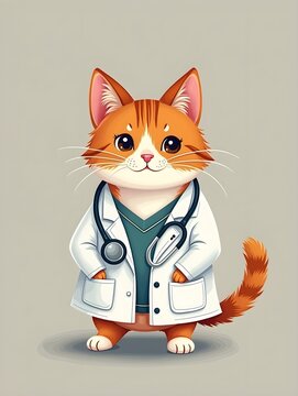 cute cat doctor design