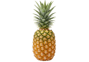 Fototapeta premium Fresh pineapple with vibrant green leaves, isolated on a white background, ideal for culinary use (1)