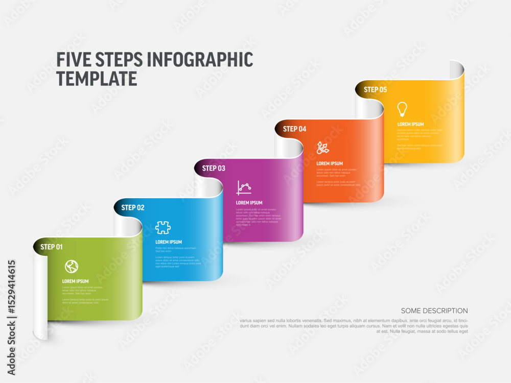 Poster this is a vibrant five steps infographic template for presenting business processes. utilize this fi