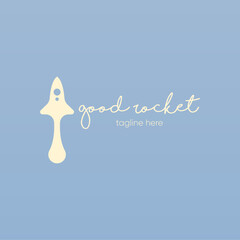 Rocket space craft logo design concept template