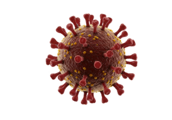 Detailed depiction of a virus particle with spikes, illustrating its structure and features