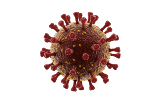 Detailed depiction of a virus particle with spikes, illustrating its structure and features