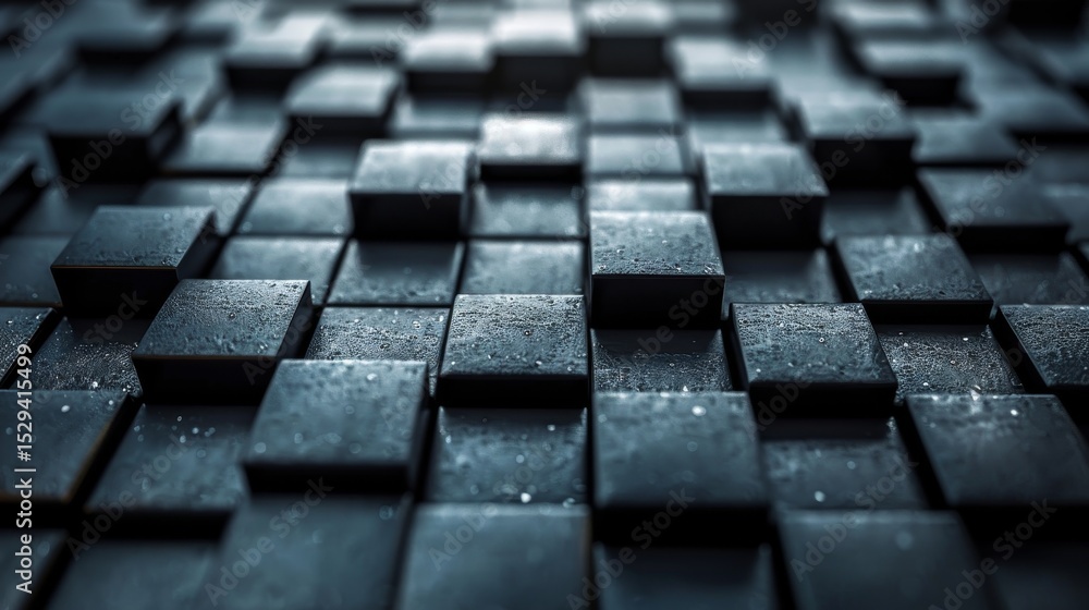 Aufkleber a visually striking close-up of a textured black square pattern, showcasing glistening droplets of w