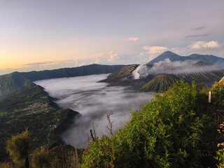 Majestic Volcano Landscape at Sunrise in Indonesia