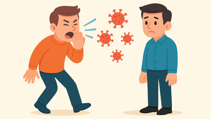 Obraz premium Illustration of Virus Transmission from Coughing Person to Another Person