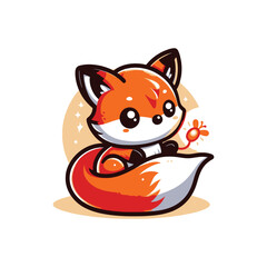 Cute cartoon fox holding a sparkler in a playful pose