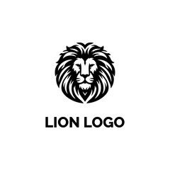 Powerful black and white majestic lion head vector logo design. Business concept