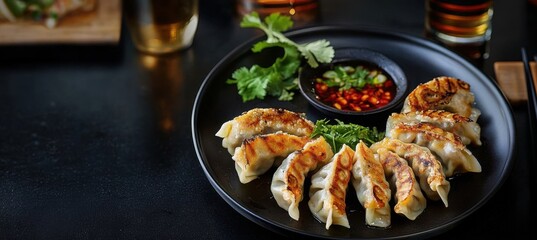 pan-fried gyoza dumplings asian cuisine