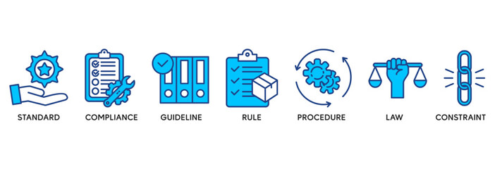 Regulation icon set vector illustration concept relate to standard, compliance, guideline, rule, procedure, law and constraint