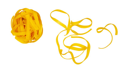 Raw pasta isolated on a white background, contour.
