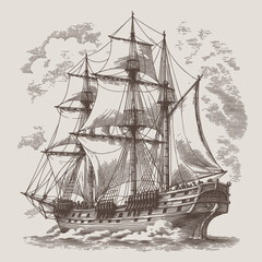 Sailboat vintage monochrome nautical design