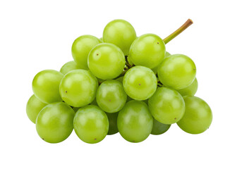 Cluster of fresh green grapes on a stem, showcasing natural shine and texture
