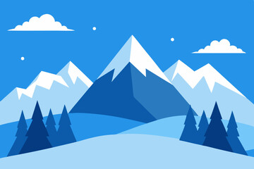 Simple winter mountain landscape illustration
