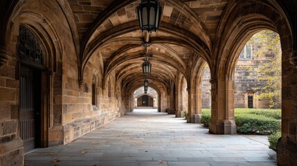 Obraz premium Ancient Stone Corridor: A Serene Passage