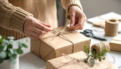 Fototapeta premium Pakowanie prezentów ekologiczne