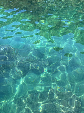 Sea turquoise transparent water aqua background.