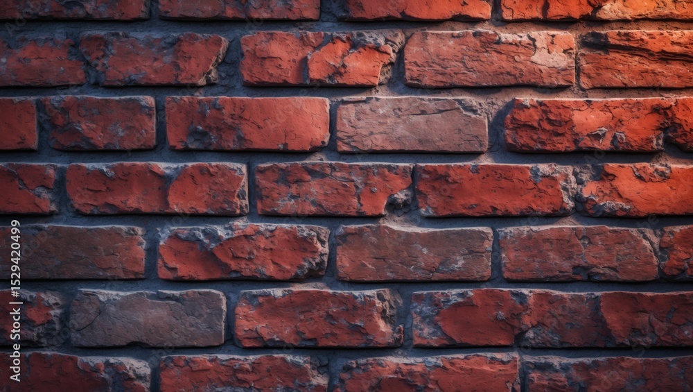 Poster red brick wall texture, rustic and aged brickwork. the bricks have a varied color palette ranging fr