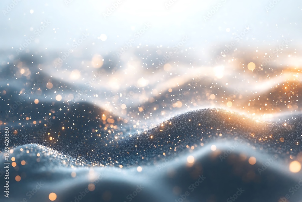 Poster cloud of luminous digital fragments floating in a virtual nebula.