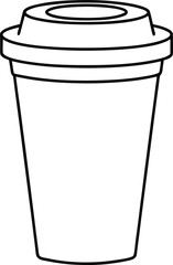 Paper Coffee Cup with Plastic Lid Minimalist Icon vector Line art illustration