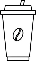 To Go Cup with Bean as Logo Icon vector Line art illustration