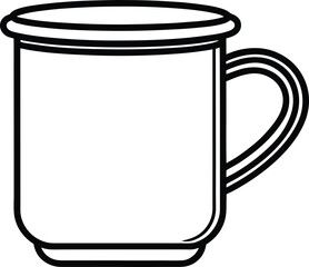 Vintage Enamel Coffee Mug Icon vector Line art illustration