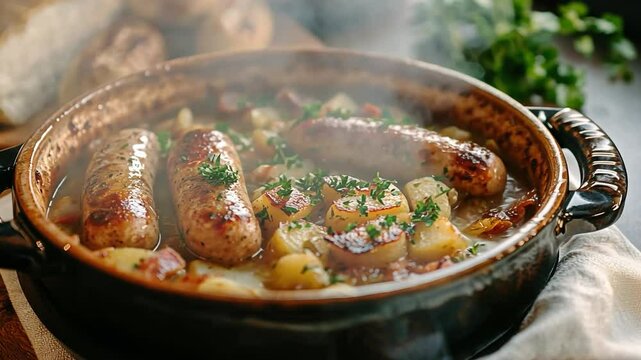  traditional irish coddle in a ceramic pot video