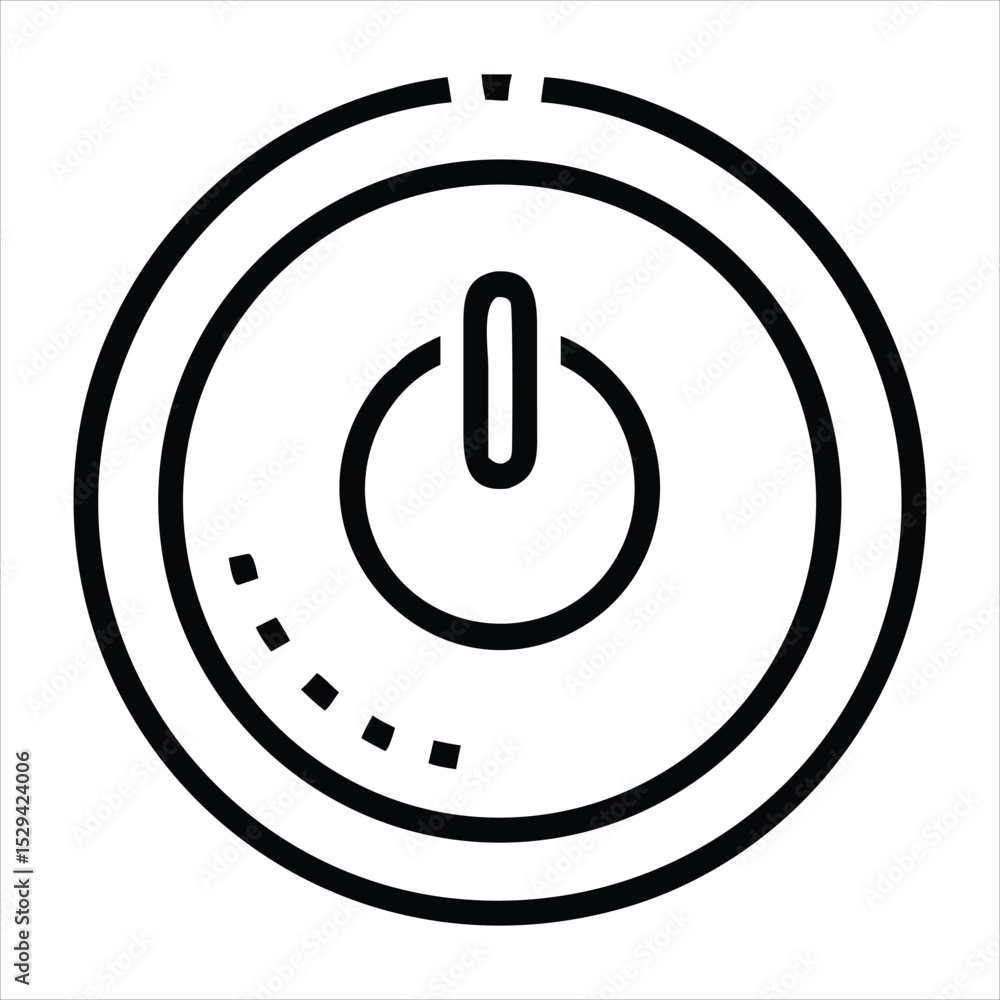 Poster power button icon loading animation isolated on white background