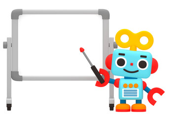 ホワイトボードと可愛いロボット