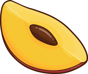 Fresh Slice of Sapodilla Fruit with Seed - Tropical Healthy Snack Illustration