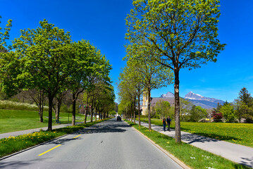 Maienfelderstrasse in Bad Ragaz, Kanton St. Gallen (Schweiz) 