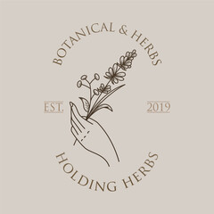 Herbal and natural medicine logo design concept. Medicinal plant logo design template