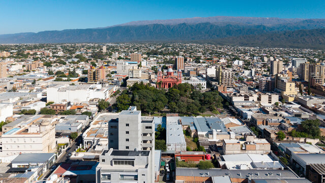 Aerial view of the city of "San Fernando del Valle de Catamarca", in Argentina.