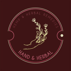 Obraz premium Herbal and natural medicine logo design concept. Medicinal plant logo design template