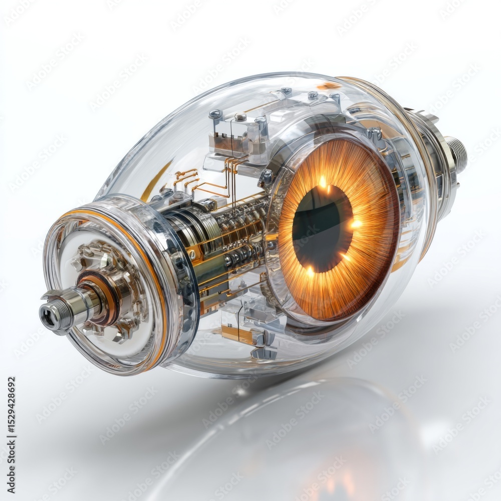 Poster futuristic energy core with glowing elements and transparent design for technology, innovation, and 