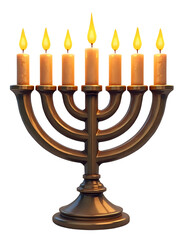 Fototapeta premium Traditional menorah with bright candle light evokes feeling of holiday celebration