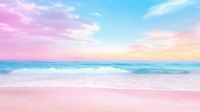Pastel Paradise: Dreamy Beach at Sunrise
