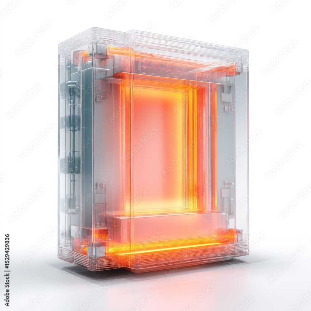 Aufkleber transparent box with glowing edges in futuristic design showcasing light effect and innovation in te