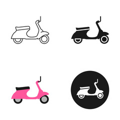 Moped scooter icon in line and silhouette styles