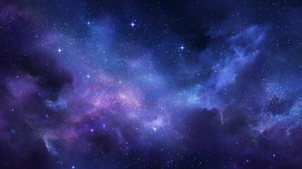 Fototapeta premium Deep starry night sky with nebula clouds and cosmic mist, vivid blues and purples