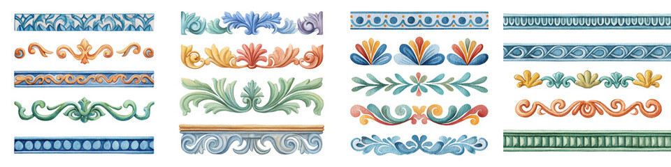 Fototapeta premium Vintage floral border and ornament patterns