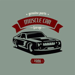 Fototapeta premium Retro american muscle car logo design template