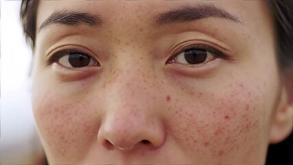 Beautiful Mongolian Woman with Dark Almond Eyes & Warm Skin, High Cheekbones and Natural Straight Hair – Serene Strong Portrait in Natural Light + Concept