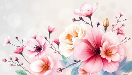 Delicate watercolor spring floral vector background; perfect for fabric prints , floral background, tree