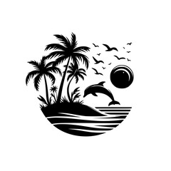 Fototapeta premium silhouette of a tropical island